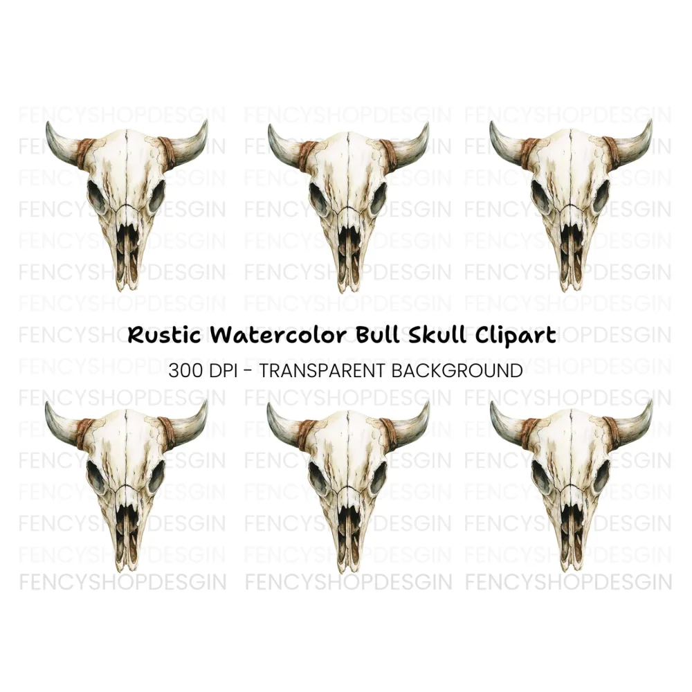 Boho Bull Skull Clipart Bundle