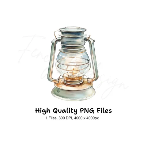 Rustic Oil Lamp Clipart Bundle