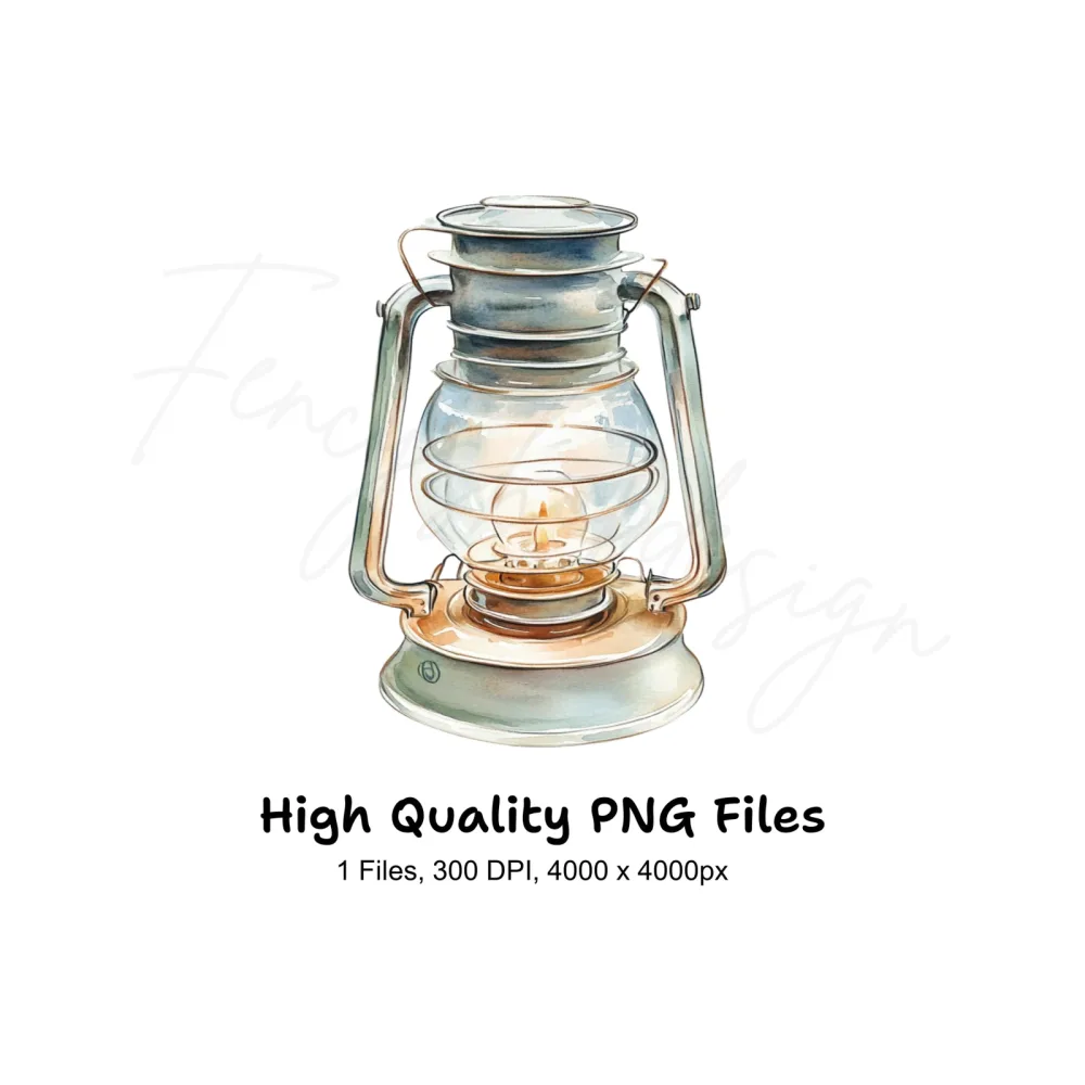 Rustic Oil Lamp Clipart Bundle