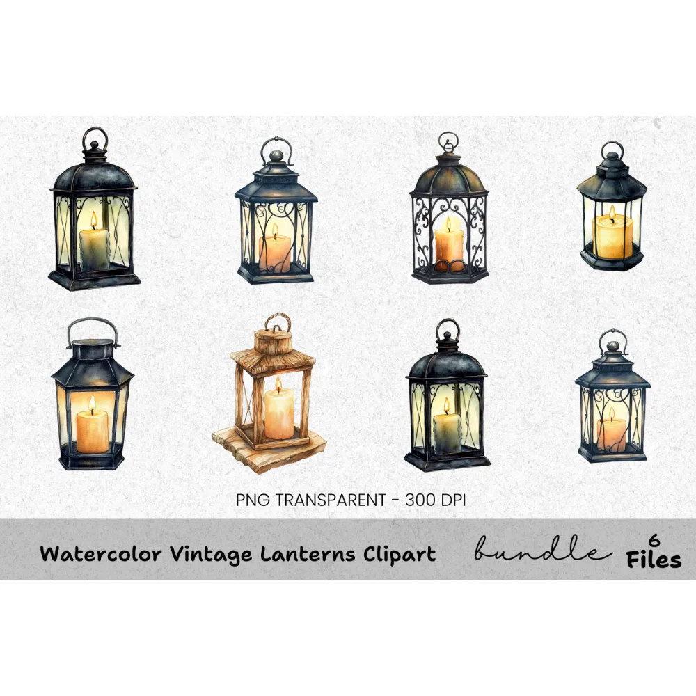 Vintage Lanterns Clipart Bundle