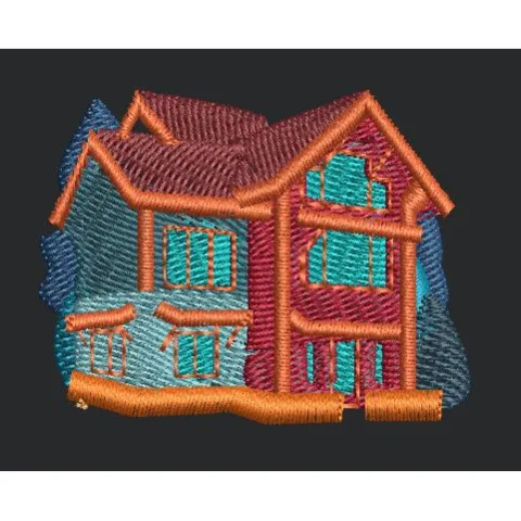 Bicolor Mountain Residence Embroidery Design
