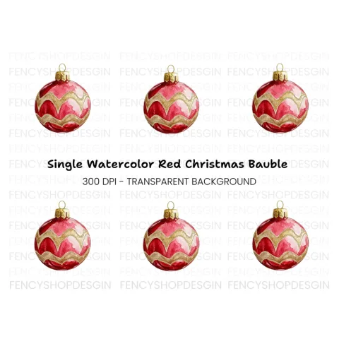 Red Gold Christmas Ornament Clipart Bundle