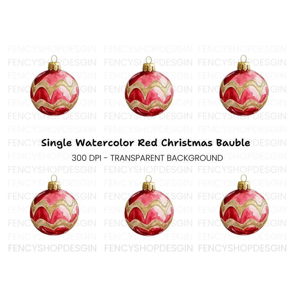 Red Gold Christmas Ornament Clipart Bundle