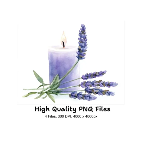 Lavender Candle Clipart Bundle