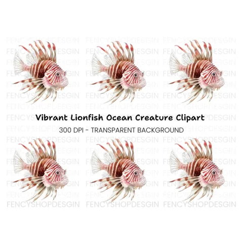 Vibrant Lionfish Clipart Bundle