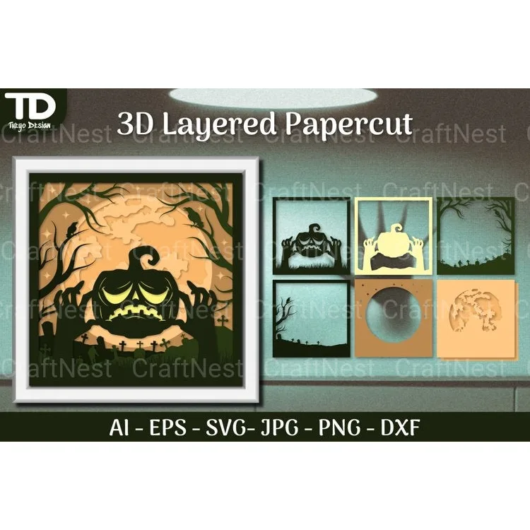 Shadow Helloween Layered Papercut SVG