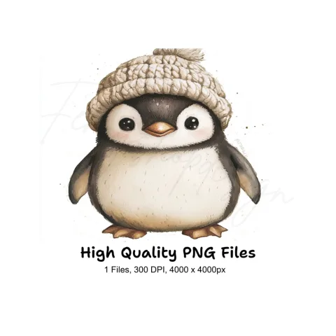 Charming Penguin with Knitted Hat Clipart Bundle