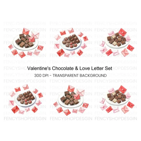 Chocolates and Love Notes Clipart Bundle