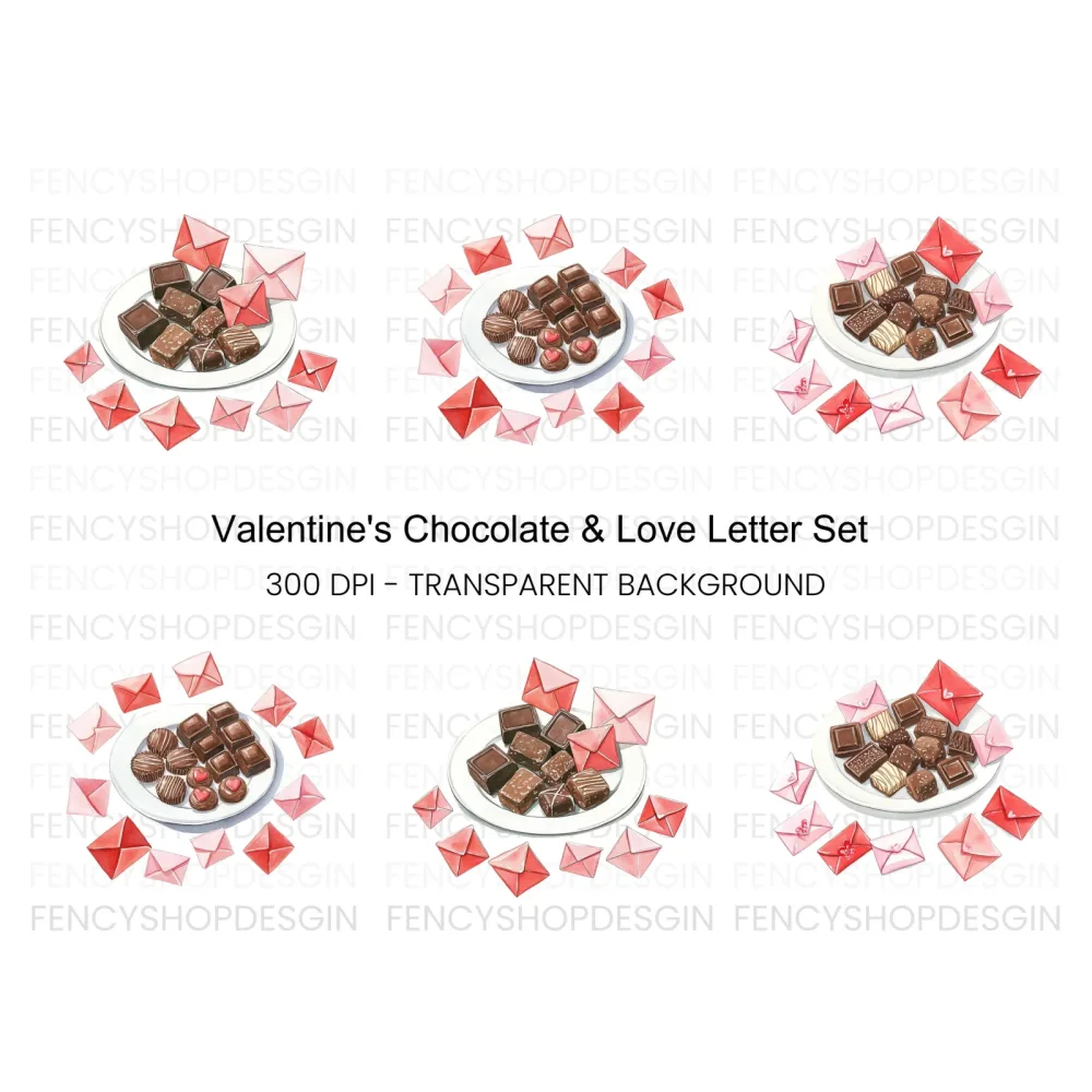 Chocolates and Love Notes Clipart Bundle