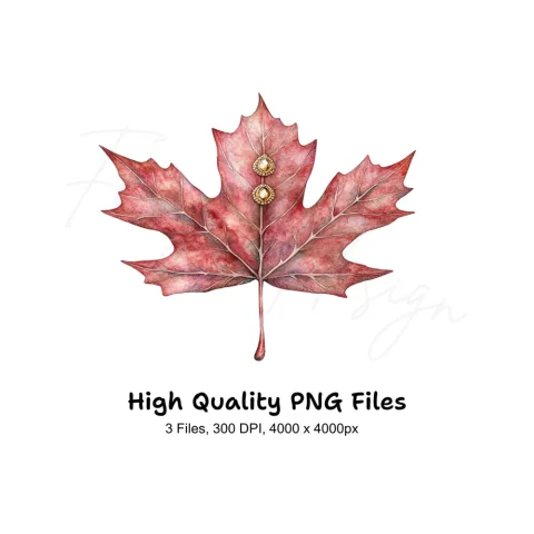 Golden Embellished Maple Leaves Clipart Bundle