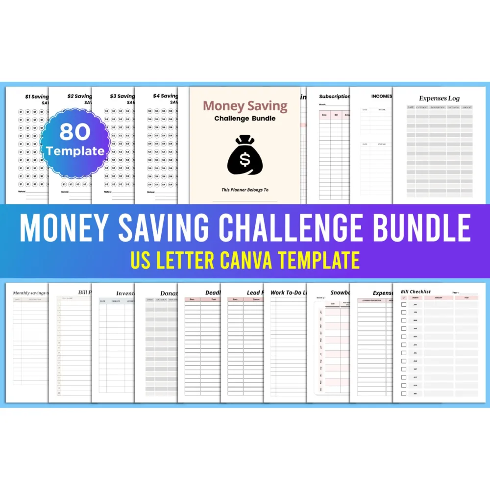 Money Saving Challenge Digital Planner