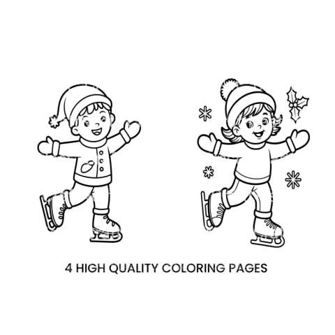 Winter Ice Skating Kids Coloring Books
