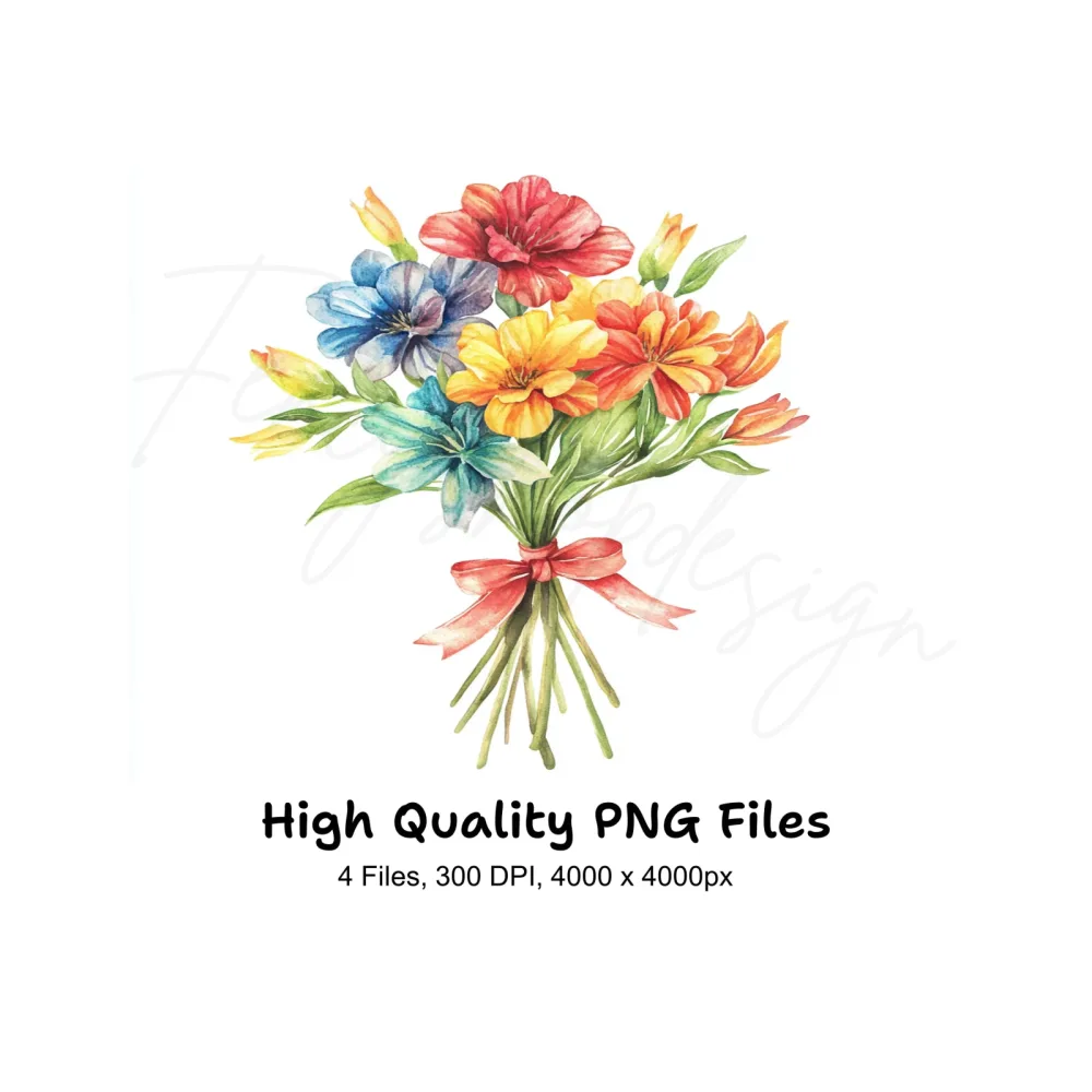 Vibrant Flower Bouquets Clipart Bundle