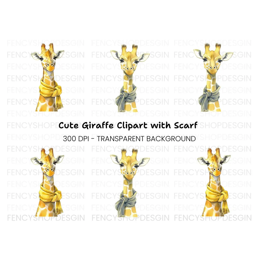 Chic Giraffe with Scarf Clipart Bundle