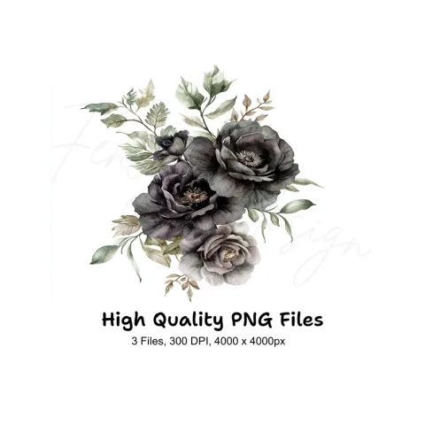 Moody Black Rose Clipart Bundle
