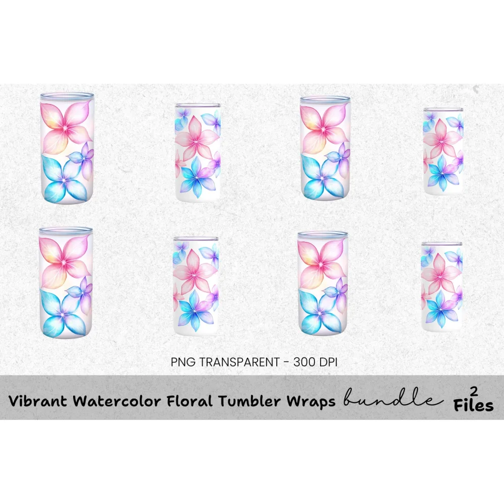 Vibrant Floral Tumbler Clipart Bundle