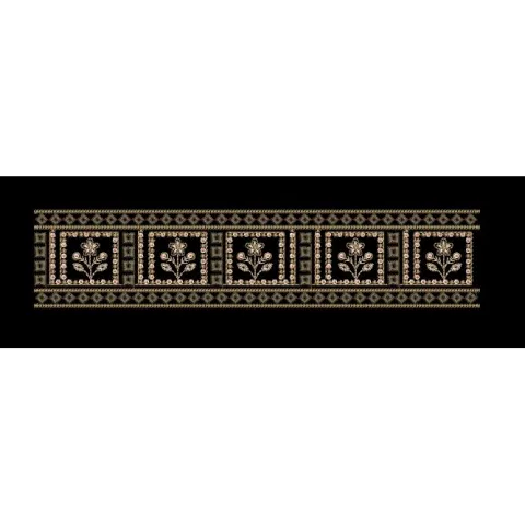 Black Golden Frame Floral Box Border Black & Pale Gold Embroidery Design