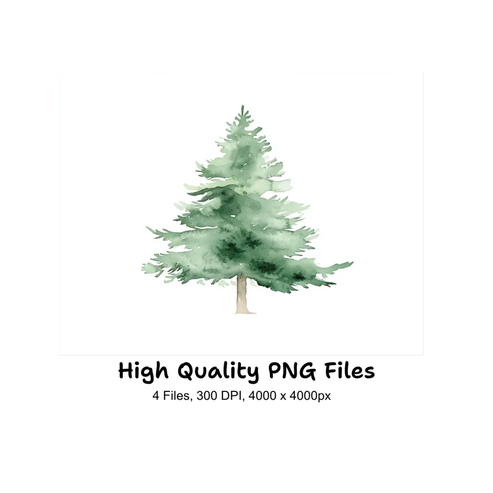 Green Pine Tree Clipart Bundle