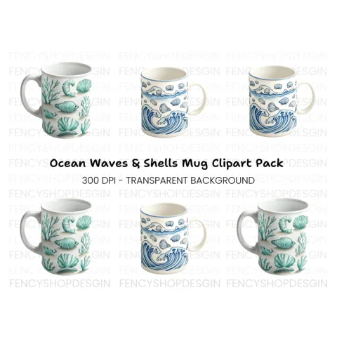 Seashells and Waves Clipart Bundle