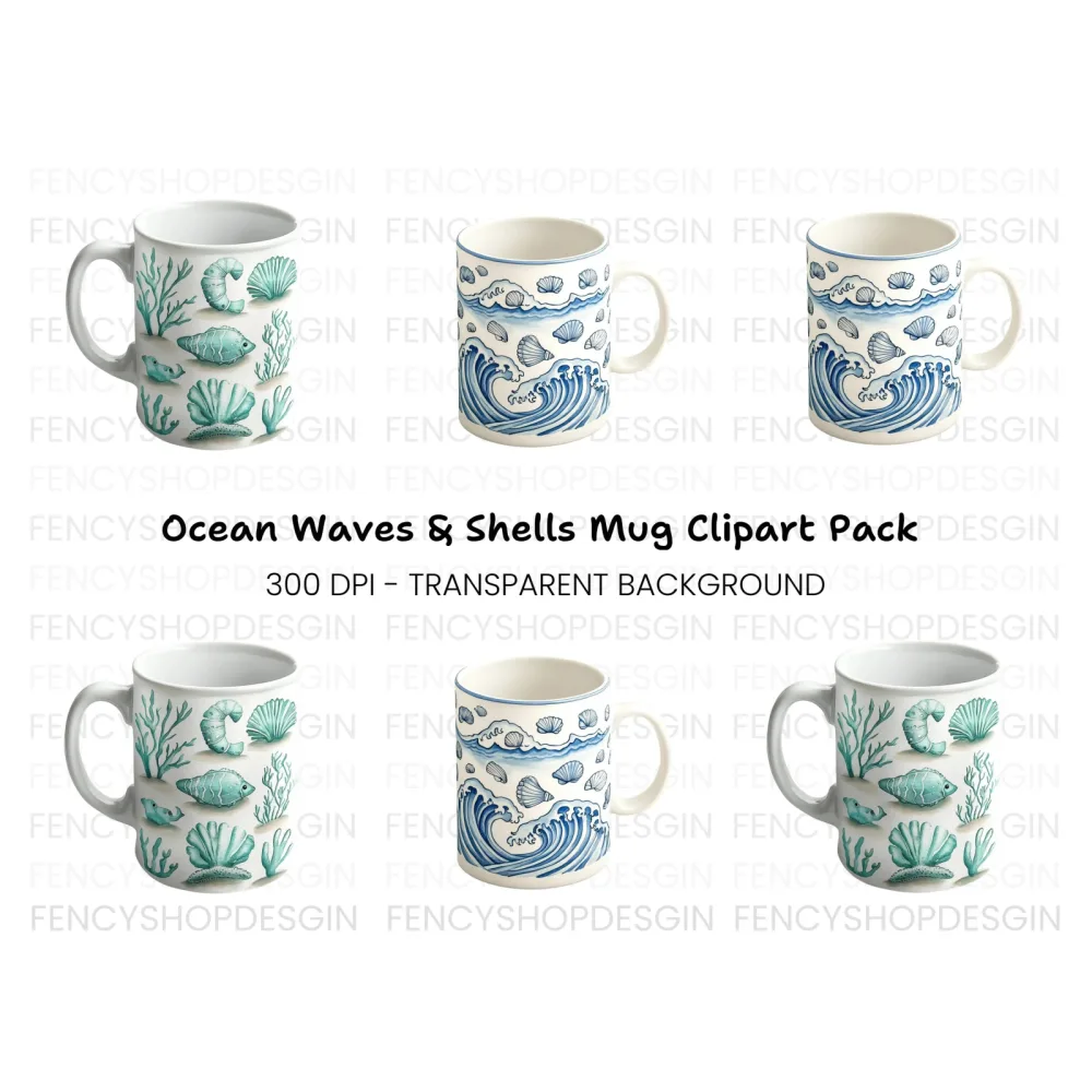 Seashells and Waves Clipart Bundle