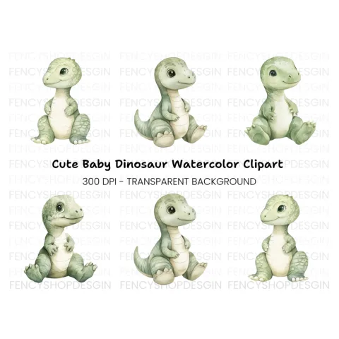 Cute Baby Dinosaur Clipart Bundle