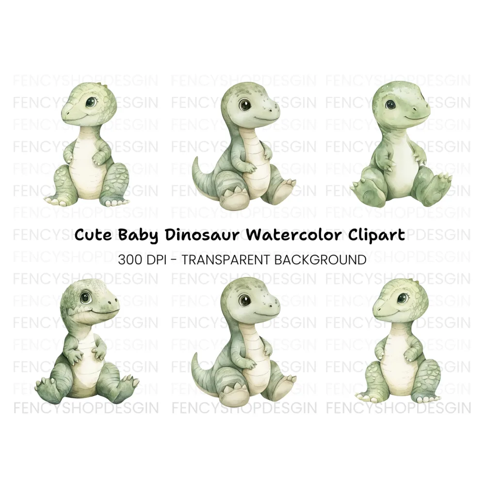Cute Baby Dinosaur Clipart Bundle