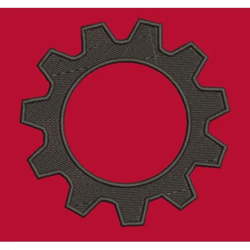 Industrial Cog Silhouette Embroidery Design