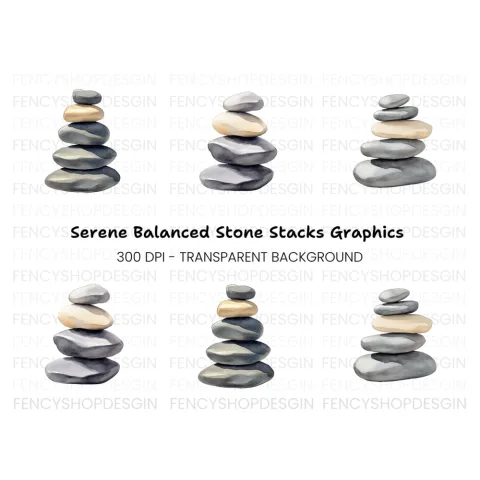 Stone Cairn Clipart Bundle