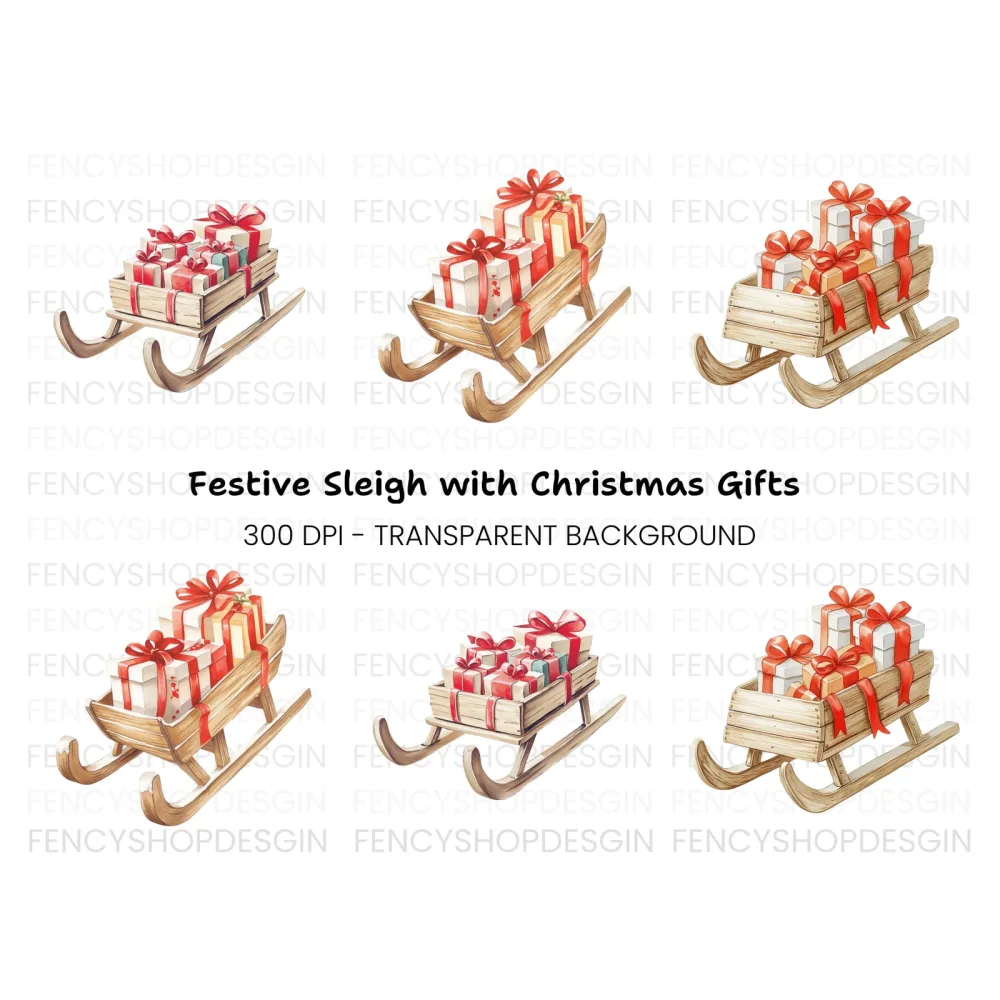 Christmas Sleighs Clipart Bundle