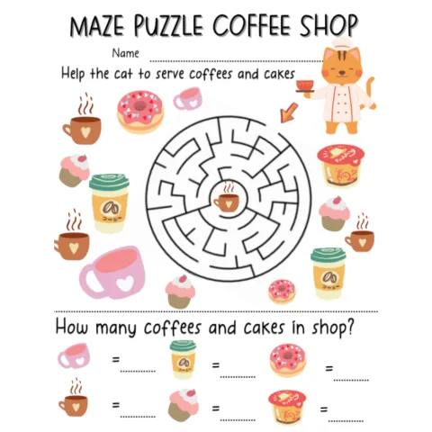Maze Puzzle Counting Activity Worksheets