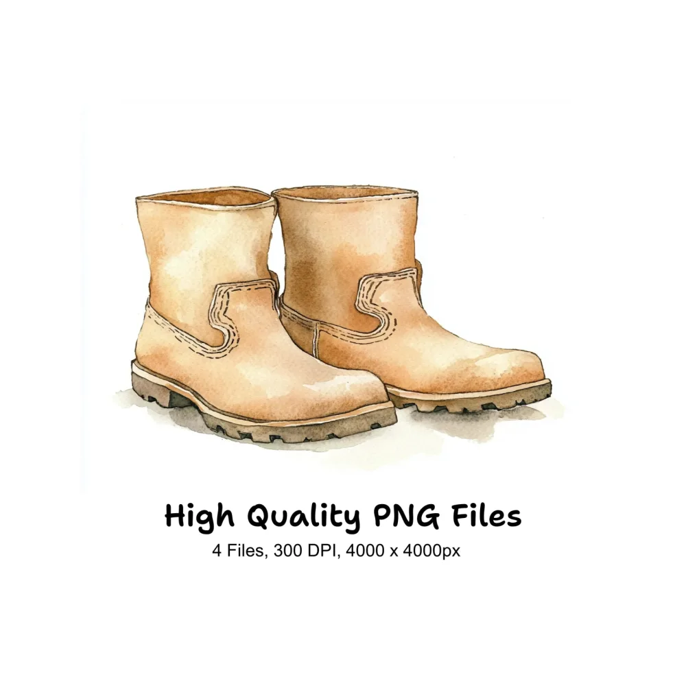 Beige Work Boots Clipart Bundle