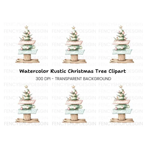 Pastel Christmas Tree Ornaments Clipart Bundle