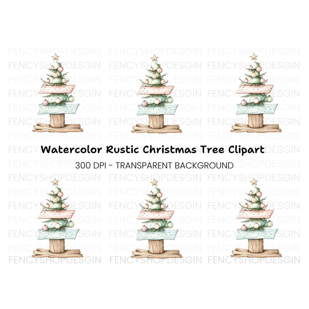 Pastel Christmas Tree Ornaments Clipart Bundle