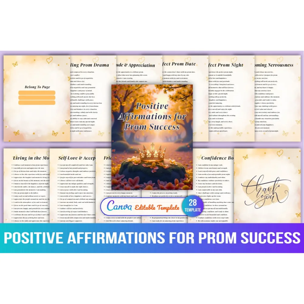 Positive Affirmations for Prom Success Planner