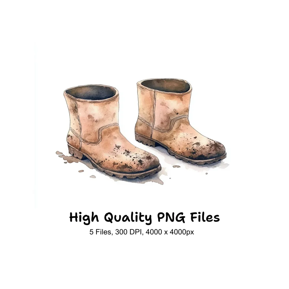 Muddy Work Boots Clipart Bundle