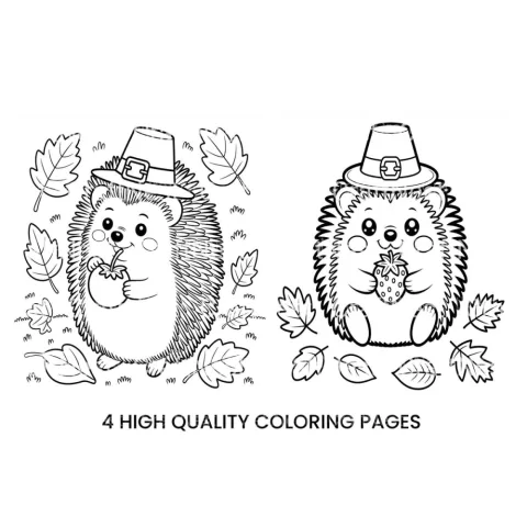 Cute Hedgehog Thanksgiving Coloring Books