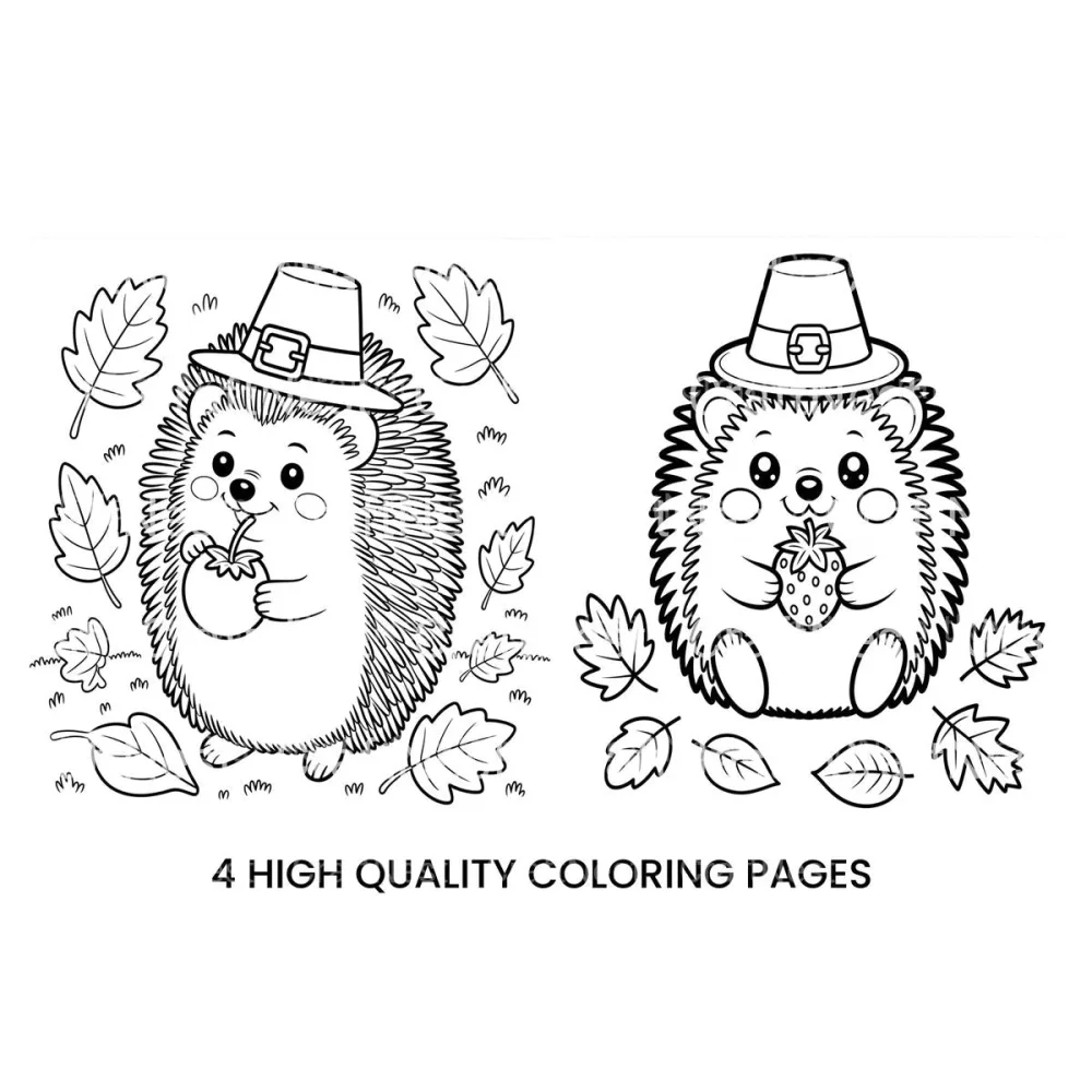 Cute Hedgehog Thanksgiving Coloring Books