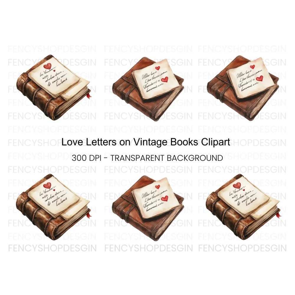 Love Letter on Old Book Clipart Bundle
