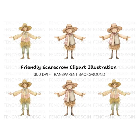 Cute Scarecrow Clipart Bundle