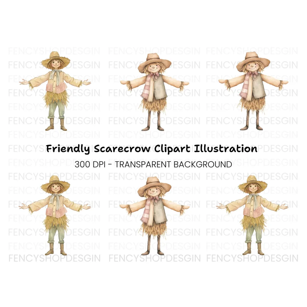 Cute Scarecrow Clipart Bundle