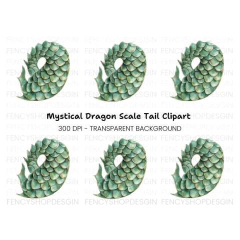 Green Dragon Scales Clipart Bundle