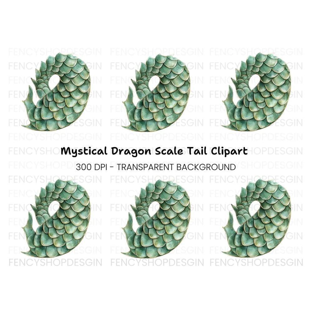 Green Dragon Scales Clipart Bundle