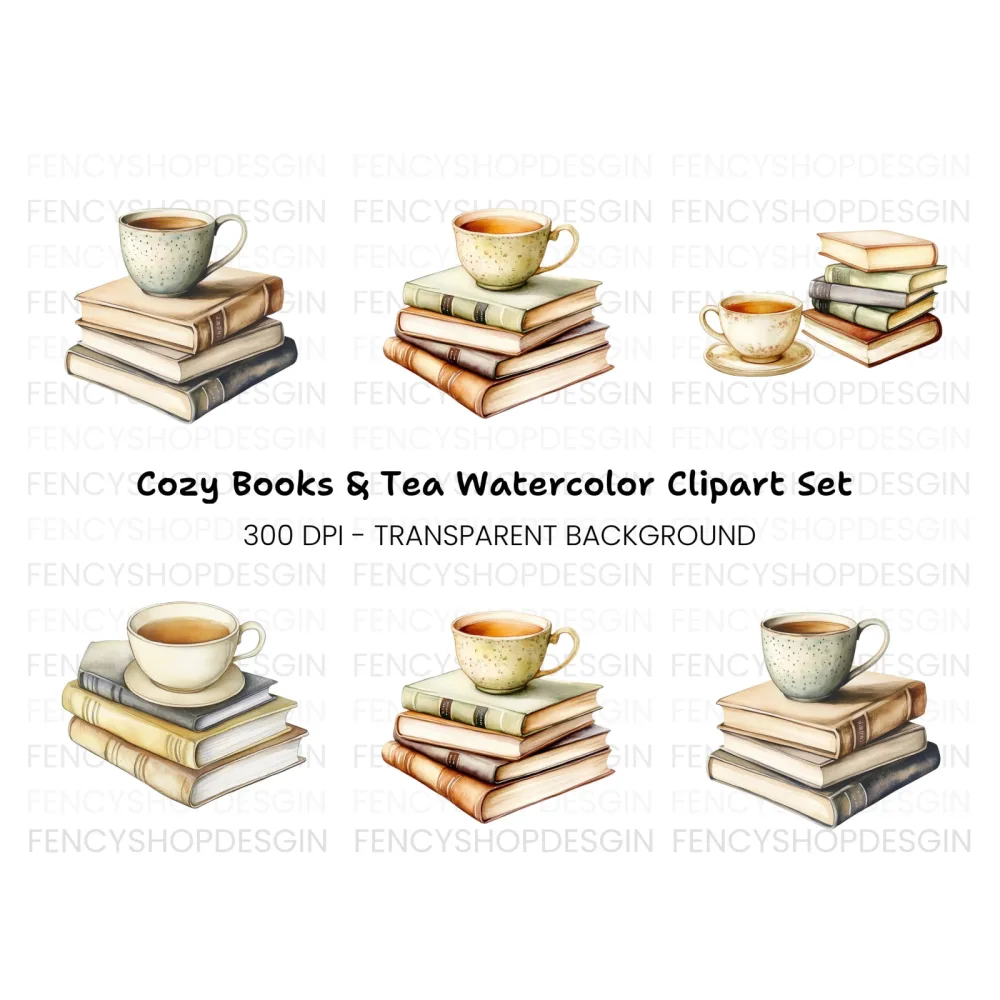 Books and Tea Clipart Bundle