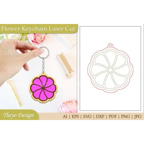 Flower Keychain SVG Bundle