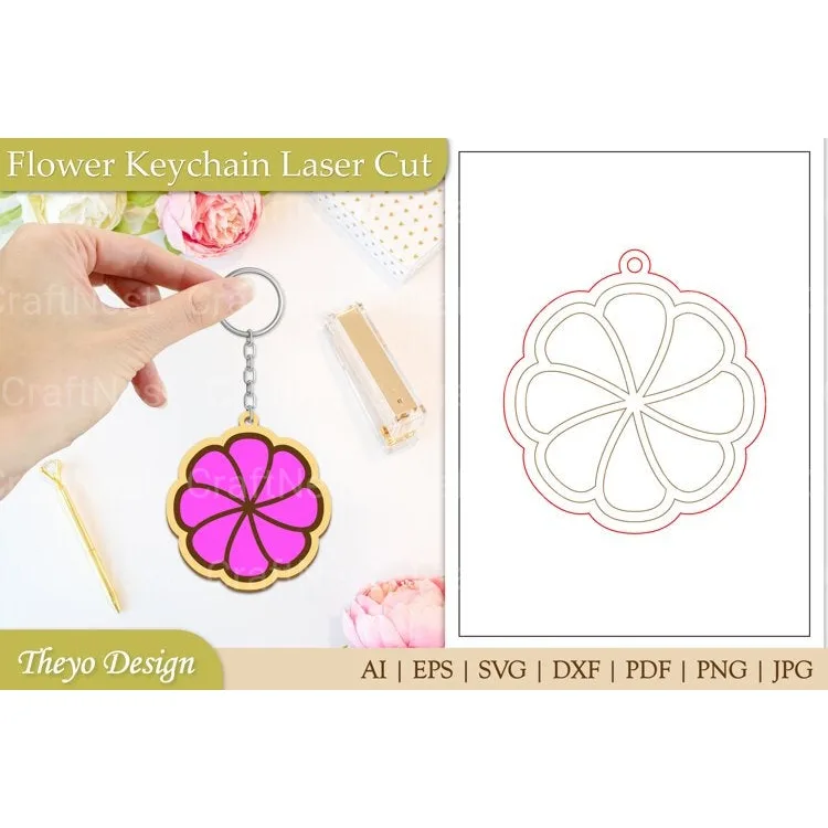 Flower Keychain SVG Bundle