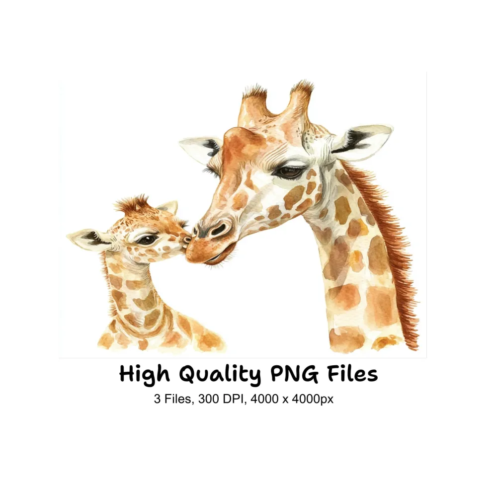 Adorable Giraffe Family Clipart Bundle
