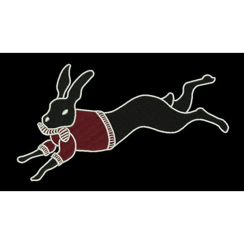 Leaping Rabbit in Sweater Embroidery Design