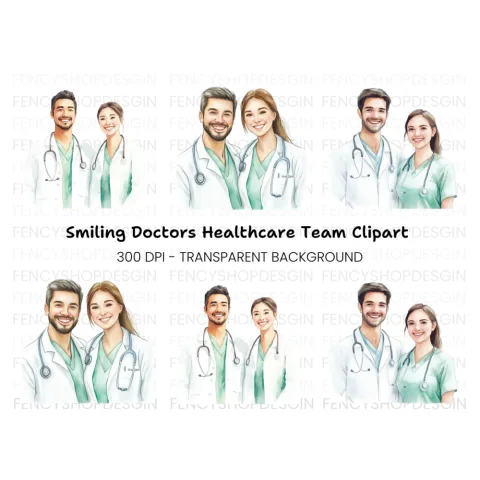 Smiling Medical Professionals Clipart Bundle