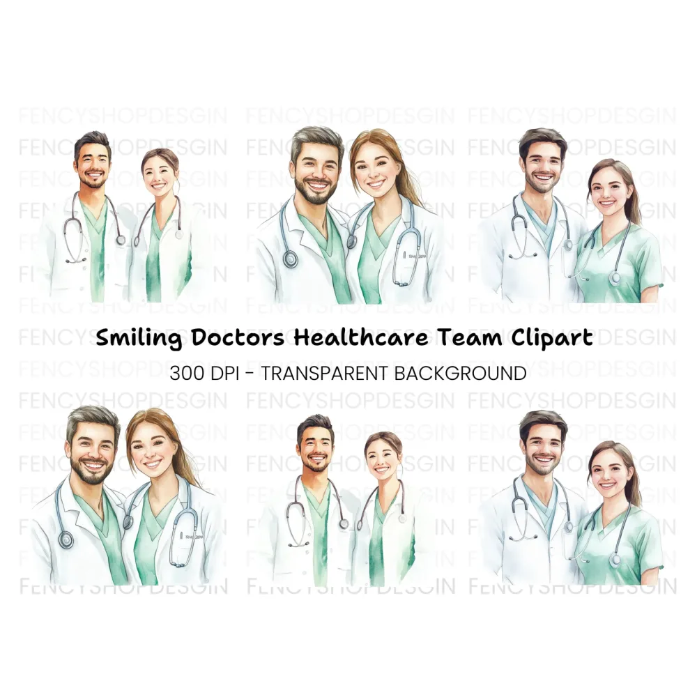 Smiling Medical Professionals Clipart Bundle