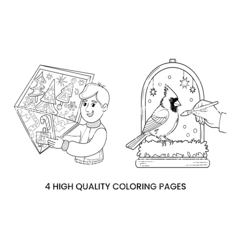 Winter Cardinal Bird Fun Coloring Books
